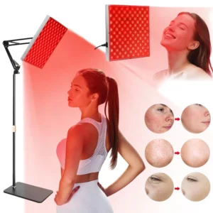 Lampa do terapii światłem czerwonym LED, panel do terapii światłem podczerwonym z podstawką, domowe urządzenie przeciwstarzeniowe na twarz i ciało.
