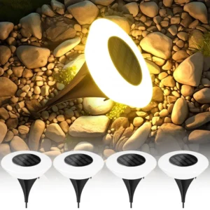 Oświetlenie solarne wbijane 4x krążek LED