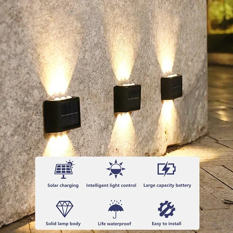 Kinkiet solarny góra-dół oświetlenie podwórka 3 Kinkiet na energię słoneczną Zewnętrzna wodoodporna lampa zasilana energią słoneczną w górę iw dół Oświetlenie domu Ogród Dekoracja podwórka Zewnętrzne światła słoneczne
