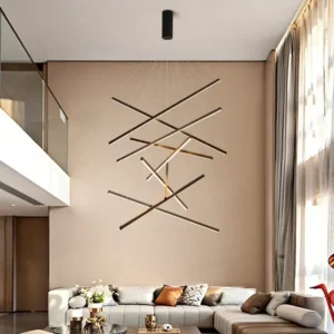 Designerski Aluminiowy Żyrandol Sufitowy LED Zmienna Kształt Klatka Schodowa Wysokie Budynki Pusty Salon Hol Oświetlenie Wewnętrzne Dekoracyjna Lampa