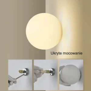 Kinkiet szklana kula z ukrytym mocowaniem – ukryte mocowanie