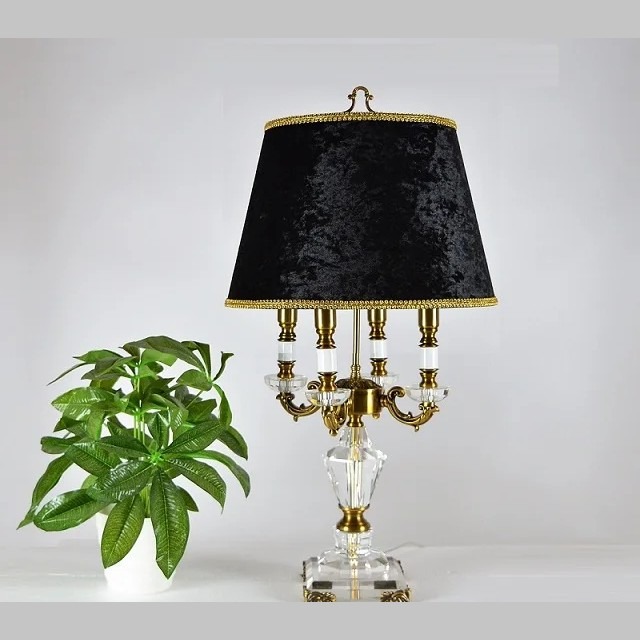 Kryształowa lampa stołowa z abażurem, 4x E14, wys. 73 cm 6 Wersja brązowa z czarnym abażurem