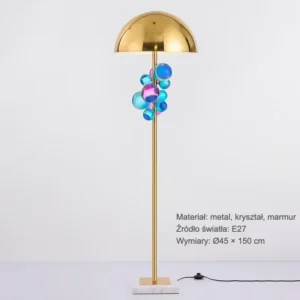 Lampa podłogowa z kryształowymi kulami i złotym kloszem, 150 cm – zdjęcie 1