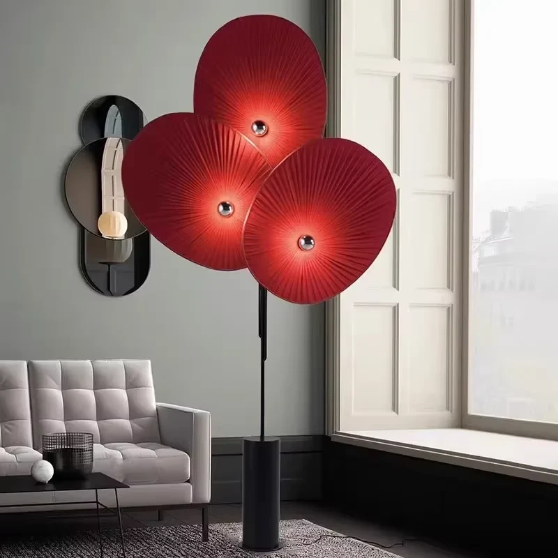 Lampa podłogowa z trzema plisowanymi kloszami w kształcie liści, 180–190 cm 6 Lampa podłogowa z trzema plisowanymi kloszami w kształcie liści, 180–190 cm – zdjęcie 6