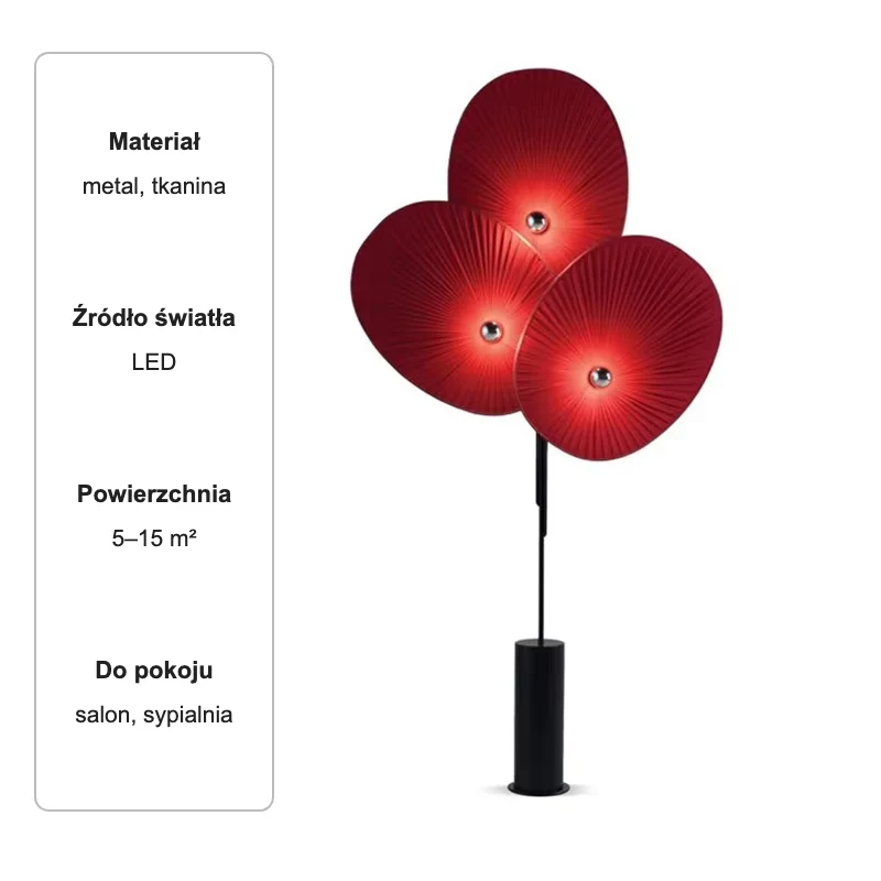 Lampa podłogowa z trzema plisowanymi kloszami w kształcie liści, 180–190 cm 7 Lampa podłogowa z trzema plisowanymi kloszami w kształcie liści, 180–190 cm – zdjęcie 7