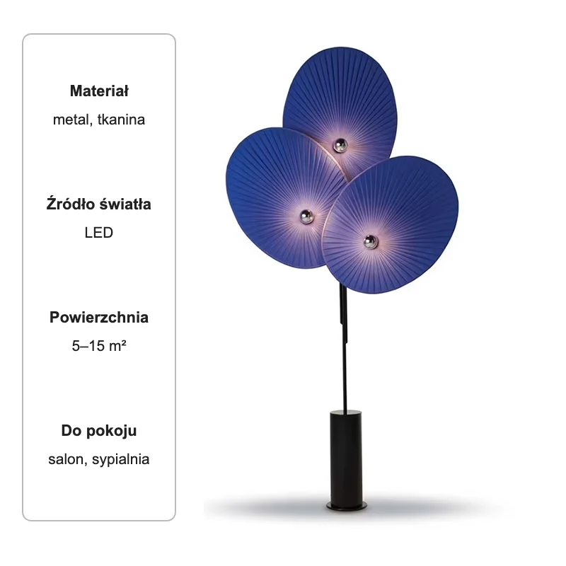 Lampa podłogowa z trzema plisowanymi kloszami w kształcie liści, 180–190 cm 9 Lampa podłogowa z trzema plisowanymi kloszami w kształcie liści, 180–190 cm – zdjęcie 9