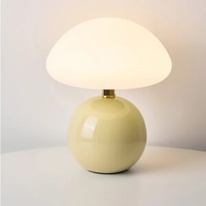 lampa stołowa ceramiczna grzybek w kolorze pistacjowym