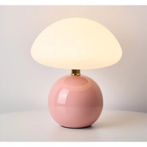 Ceramiczna lampa z różową podstawą