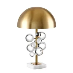 Lampa stołowa z kryształowymi kulami i złotym kloszem – zdjęcie 2