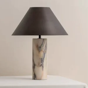 Lampa stołowa z marmurową podstawą i stożkowym kloszem, Ø32 cm – zdjęcie 1