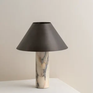 Lampa stołowa z marmurową podstawą i stożkowym kloszem, Ø32 cm – zdjęcie 2