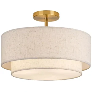 Lampa sufitowa z abażurem z lnu, dwupiętrowa, Ø40 cm