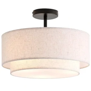 Lampa sufitowa z abażurem z lnu, dwupiętrowa, Ø40 cm