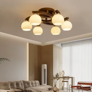 Lampa sufitowa z drewna orzechowego – zdjęcie 1