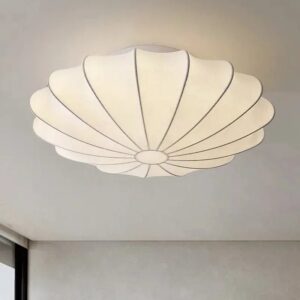 lampa sufitowa jedwabna wabi-sabi w kolorze kremowym