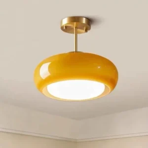 Lampa sufitowa LED z bursztynowym kloszem w stylu retro, Ø28 cm – zdjęcie 1