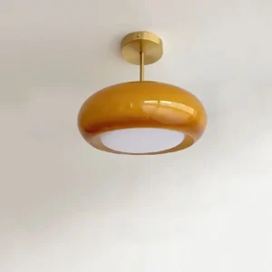Lampa sufitowa LED z bursztynowym kloszem w stylu retro, Ø28 cm – zdjęcie 2