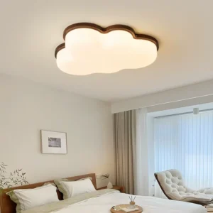 Lampa sufitowa LED chmurka z drewnianą ramą, 50 lub 60 cm – zdjęcie 1