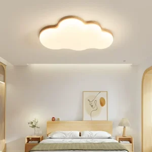 Lampa sufitowa LED chmurka z drewnianą ramą, 50 lub 60 cm – zdjęcie 2