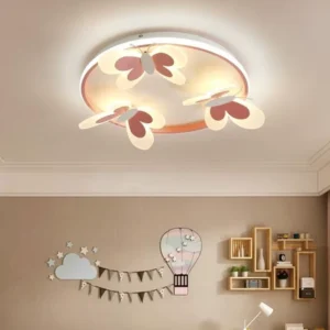 Lampa sufitowa LED do pokoju dziecięcego z motylami, różowa, Ø48 cm – zdjęcie 2