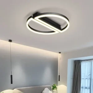 Lampa sufitowa LED z obrotowych ram, okręgi lub kwadraty, czarna – zdjęcie 2