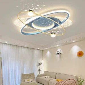 Lampa sufitowa LED planeta z orbitami i gwiaździstym niebem, Ø78 lub 100 cm – zdjęcie 1