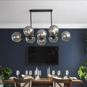 Lampa sufitowa ze szklanymi kulami nad stół – 8 kul jadalnia
