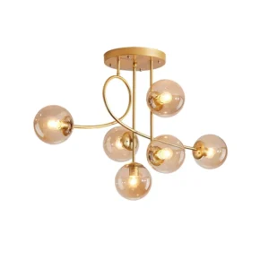 Lampa sufitowa ze szklanymi kulami na wygiętych ramionach, 90 cm – zdjęcie 1