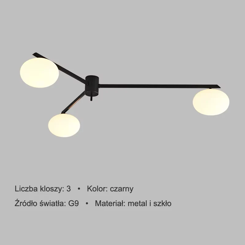 Lampa sufitowa z mlecznymi dyskami na prostych ramionach, 3–6 kloszy 11 Lampa sufitowa z mlecznymi dyskami na prostych ramionach, 3–6 kloszy – zdjęcie 11