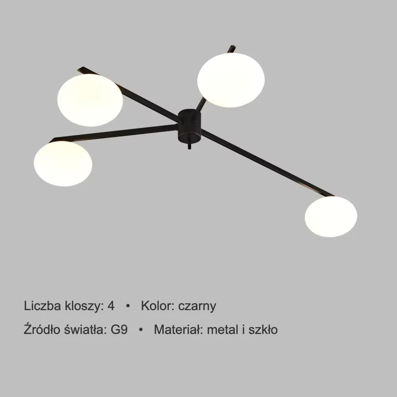 Lampa sufitowa z mlecznymi dyskami na prostych ramionach, 3–6 kloszy 12 Lampa sufitowa z mlecznymi dyskami na prostych ramionach, 3–6 kloszy – zdjęcie 12