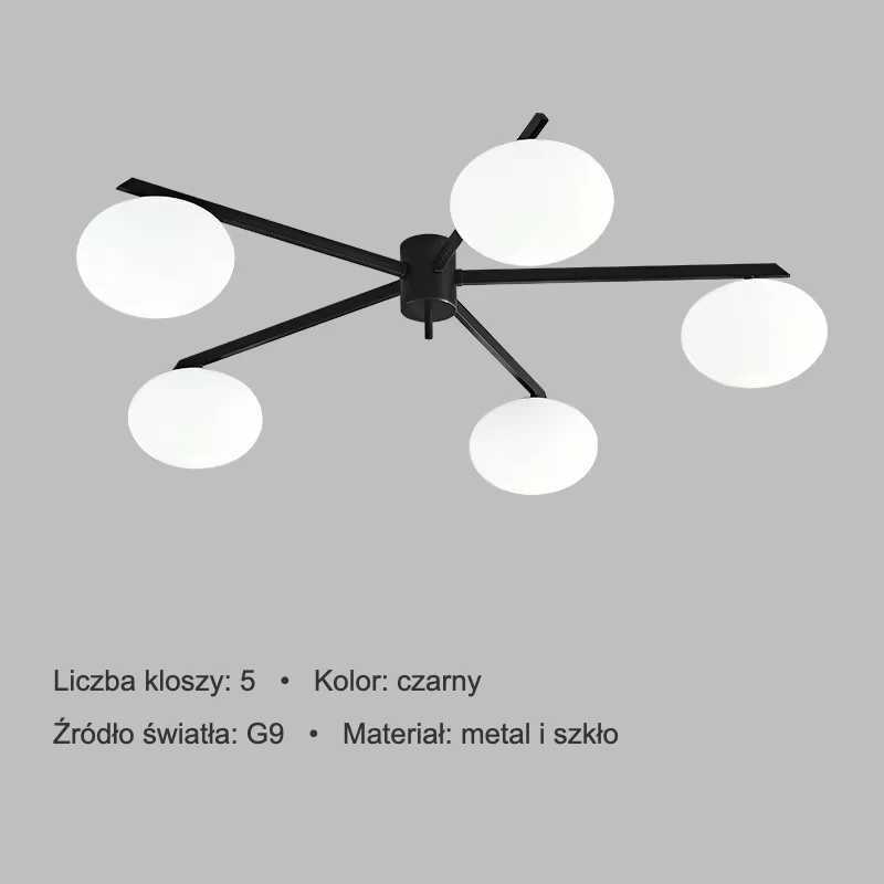 Lampa sufitowa z mlecznymi dyskami na prostych ramionach, 3–6 kloszy 13 Lampa sufitowa z mlecznymi dyskami na prostych ramionach, 3–6 kloszy – zdjęcie 13