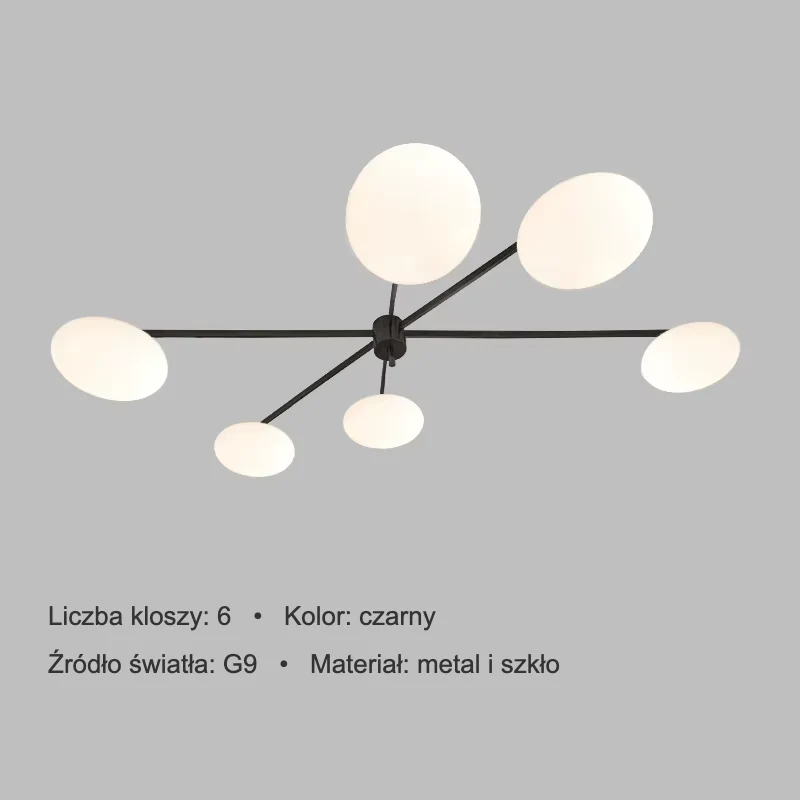 Lampa sufitowa z mlecznymi dyskami na prostych ramionach, 3–6 kloszy 14 Lampa sufitowa z mlecznymi dyskami na prostych ramionach, 3–6 kloszy – zdjęcie 14