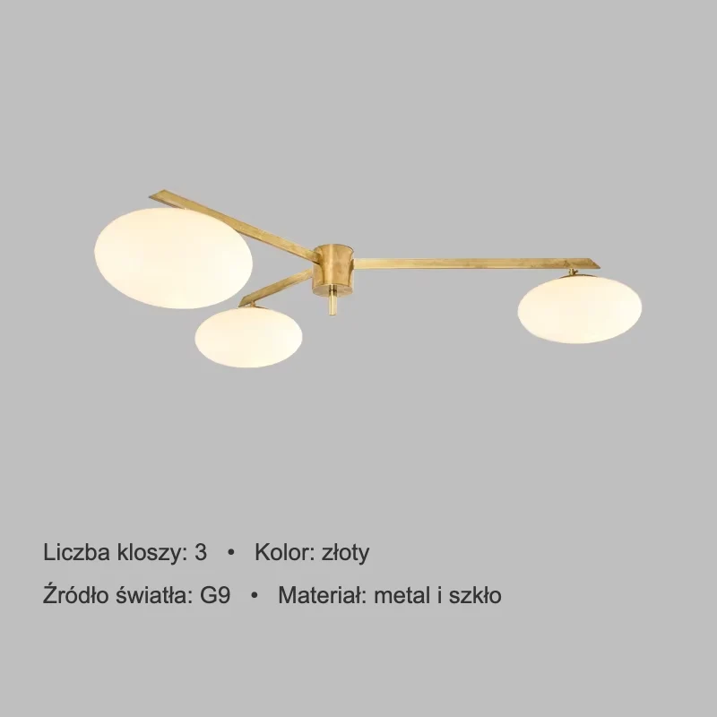 Lampa sufitowa z mlecznymi dyskami na prostych ramionach, 3–6 kloszy 7 Lampa sufitowa z mlecznymi dyskami na prostych ramionach, 3–6 kloszy – zdjęcie 7
