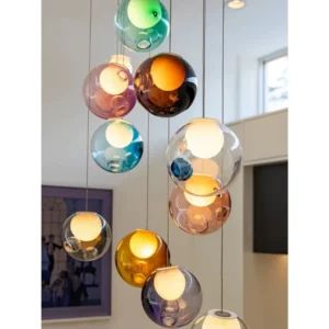 Lampa wisząca z kolorowych kul z dmuchanego szkła, od 1 do 28 kul – zdjęcie 1