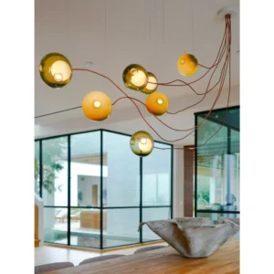 Lampa wisząca z kolorowych kul z dmuchanego szkła, od 1 do 28 kul – zdjęcie 2