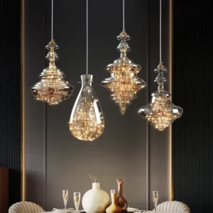 Lampa wisząca LED z dmuchanego szkła ze świetlnym wnętrzem, 6 kształtów – zdjęcie 1