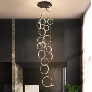 Lampa wisząca na klatkę schodową LED, kaskada 6–18 pierścieni