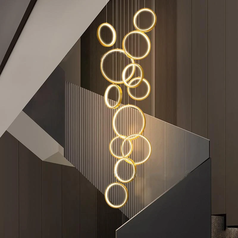 Lampa wisząca na klatkę schodową LED, kaskada 6–18 pierścieni 4 Lampa wisząca na klatkę schodową LED, kaskada 6–18 pierścieni