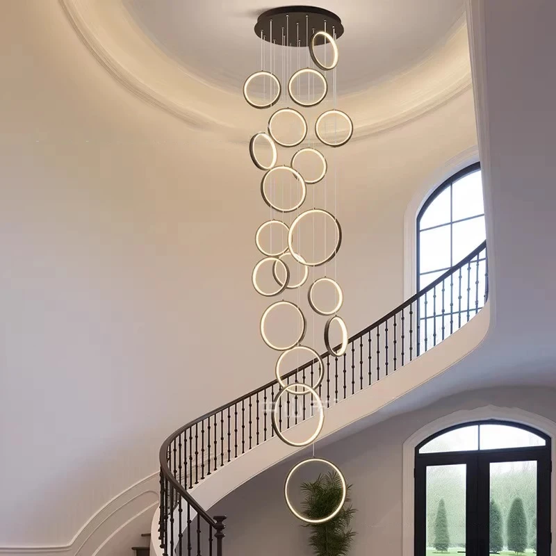 Lampa wisząca na klatkę schodową LED, kaskada 6–18 pierścieni 5 Lampa wisząca na klatkę schodową LED, kaskada 6–18 pierścieni