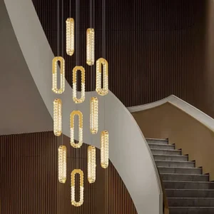 Lampa wisząca LED na schody z kryształowych owalnych ogniw