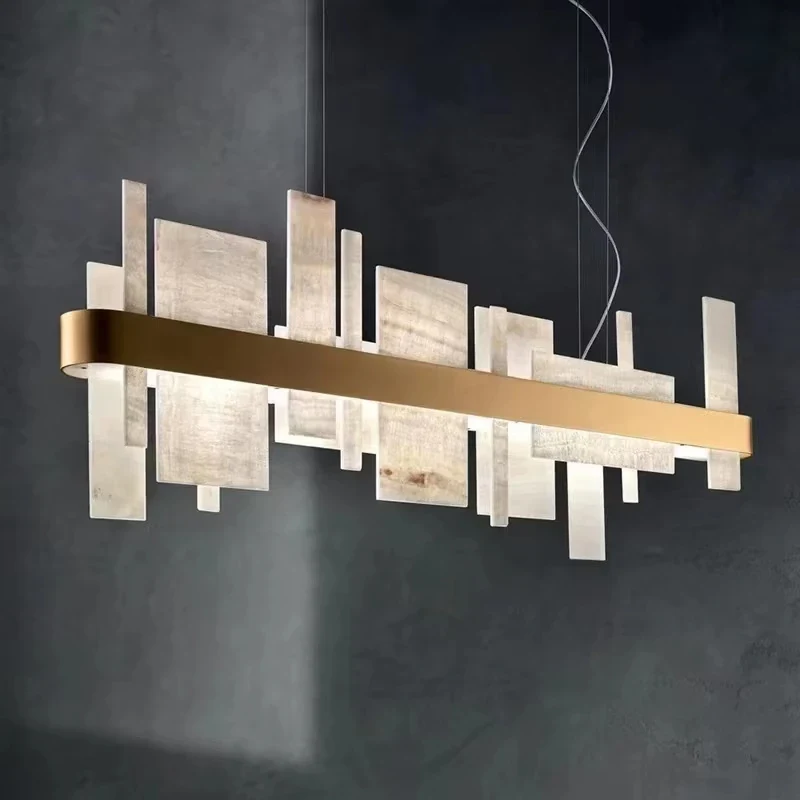 Lampa wisząca LED z marmurowymi płytkami 4 Lampa wisząca LED z marmurowymi płytkami - zbliżenie płytek