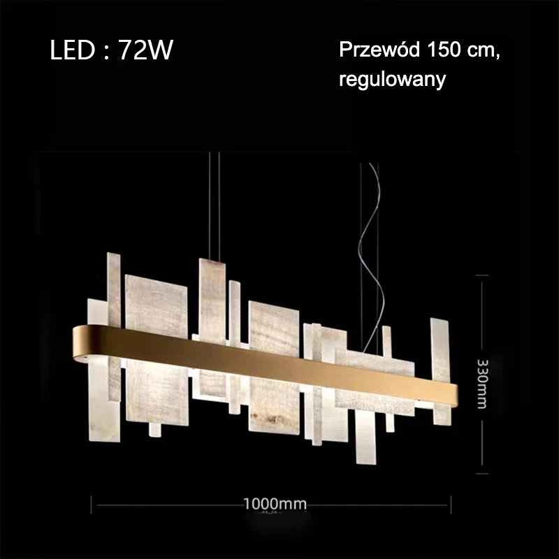 Lampa wisząca LED z marmurowymi płytkami 7 Lampa wisząca LED z marmurowymi płytkami - 100 cm – wymiary