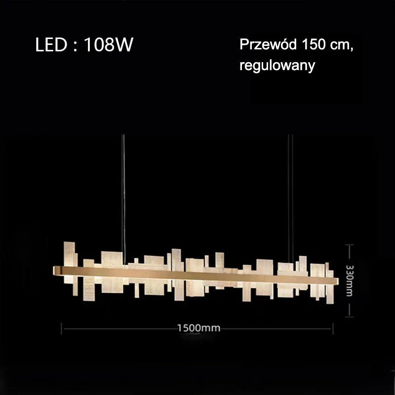 Lampa wisząca LED z marmurowymi płytkami 8 Lampa wisząca LED z marmurowymi płytkami - 150 cm – wymiary