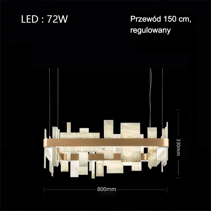 Lampa wisząca LED z marmurowymi płytkami 6 Lampa wisząca LED z marmurowymi płytkami - 80 × 80 cm – wymiary