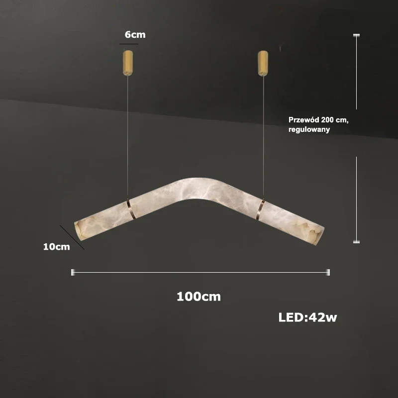 Lampa wisząca LED marmurowa tuba w sześciu kształtach 16 Lampa wisząca LED marmurowa - łuk w górę 100 cm