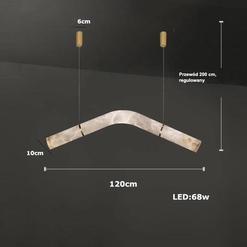Lampa wisząca LED marmurowa tuba w sześciu kształtach 17 Lampa wisząca LED marmurowa - łuk w górę 120 cm