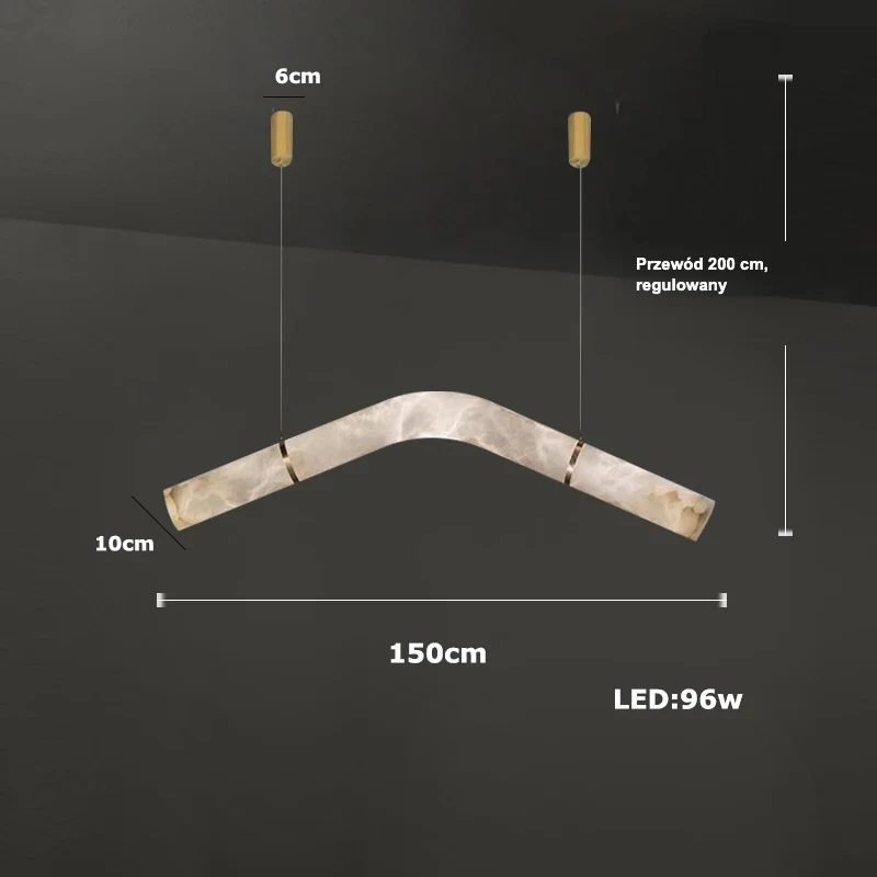 Lampa wisząca LED marmurowa tuba w sześciu kształtach 18 Lampa wisząca LED marmurowa - łuk w górę 150 cm