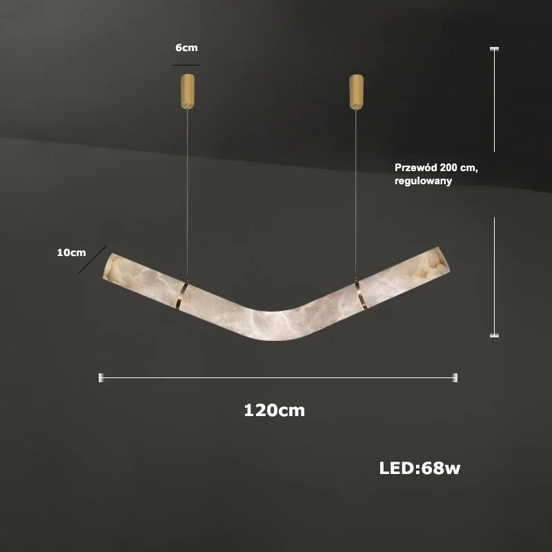 Lampa wisząca LED marmurowa tuba w sześciu kształtach 20 Lampa wisząca LED marmurowa - łuk w dół 120 cm