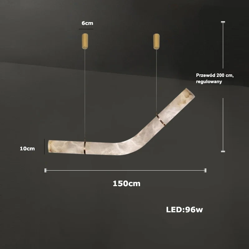 Lampa wisząca LED marmurowa tuba w sześciu kształtach 24 Lampa wisząca LED marmurowa - uniesiony koniec 150 cm
