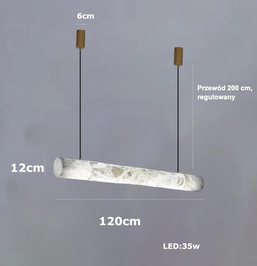 Lampa wisząca LED marmurowa tuba w sześciu kształtach 7 Lampa wisząca LED marmurowa - prosta 120 cm